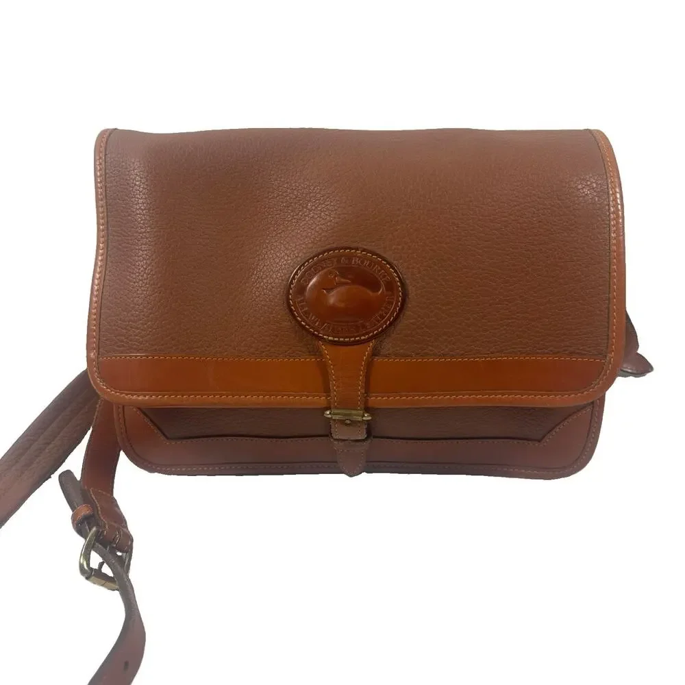 Dooney & Bourke Leather Messenger Surrey Cross Body Bag Brown